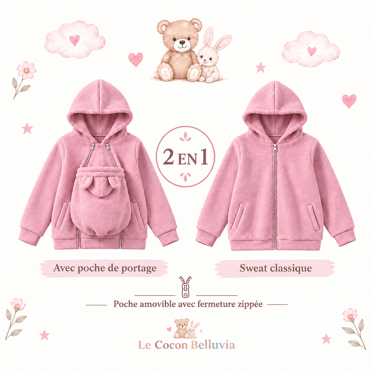 Le Cocon Belluvia - Veste de portage 2 en 1 en polaire