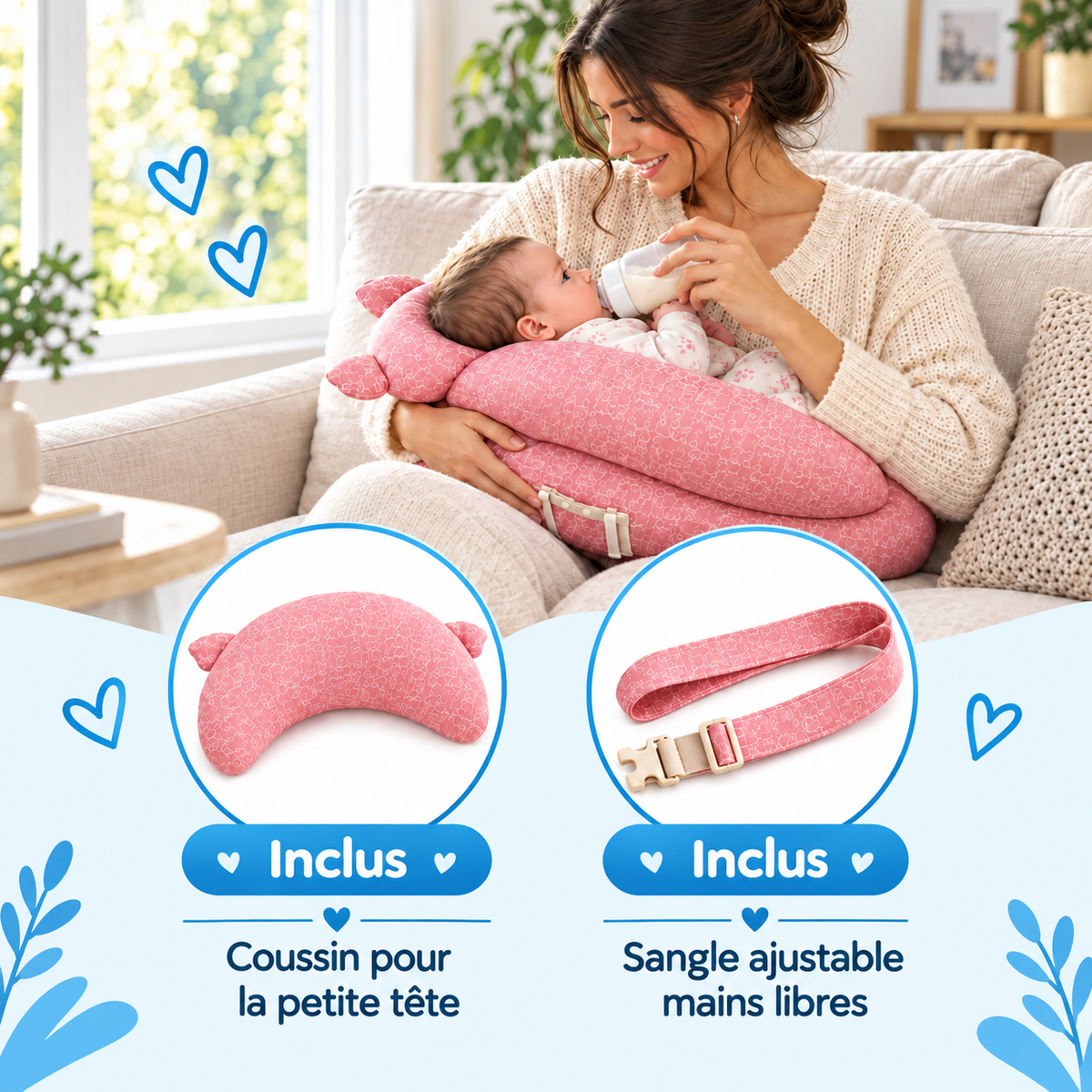 Mon Petit Nid™ – Coussin d’allaitement 3-en-1 avec ceinture réglable