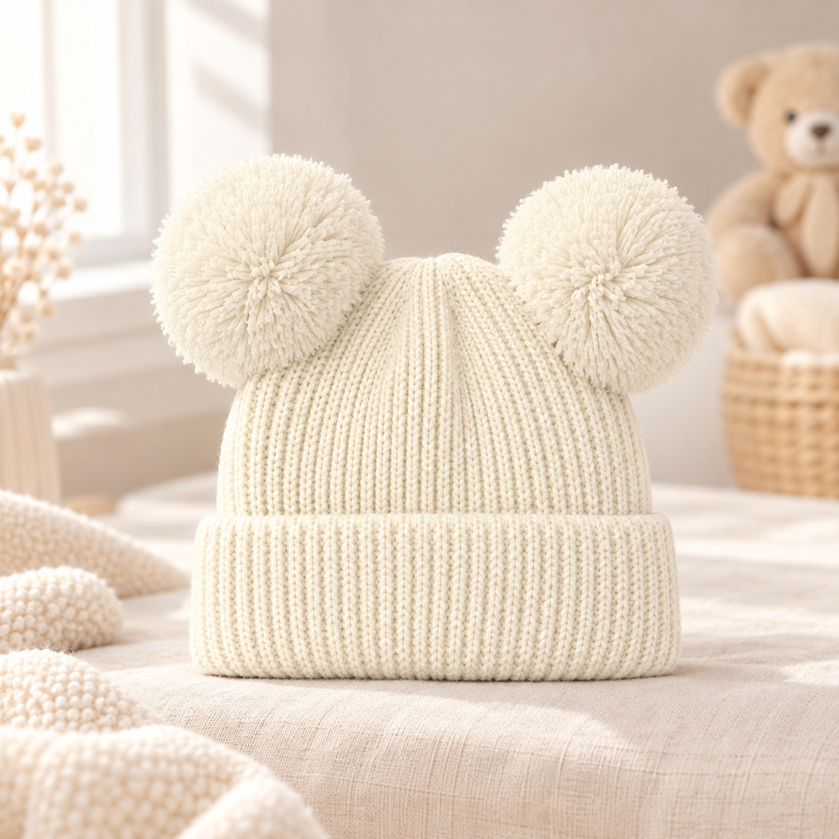 Bonnet Bébé à Pompons