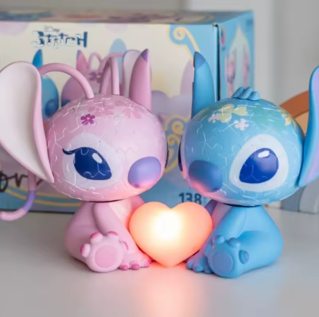 Stitch & Angel -  Lampe Puzzle 3D Unique 🧩🛋️