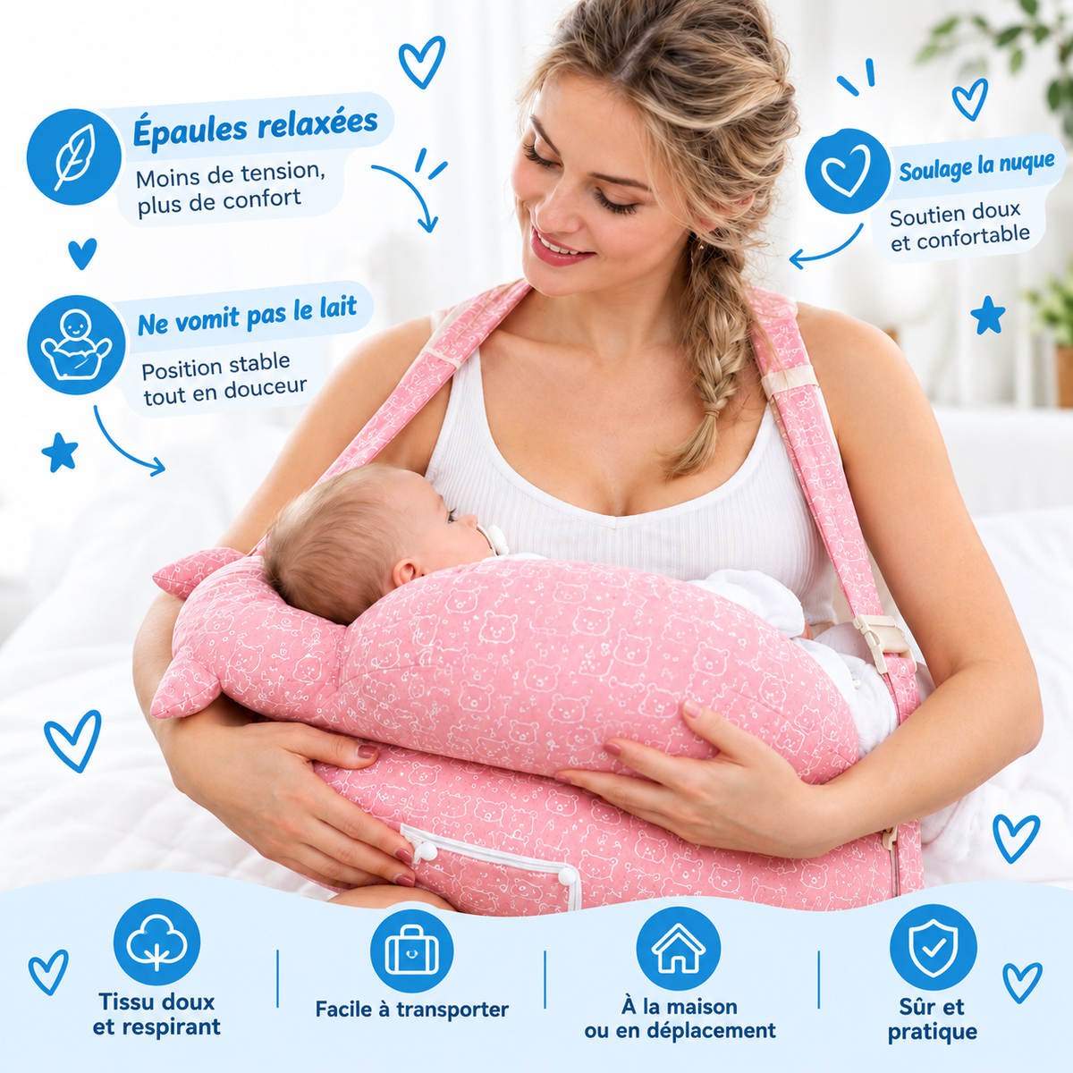 Mon Petit Nid™ – Coussin d’allaitement 3-en-1 avec ceinture réglable