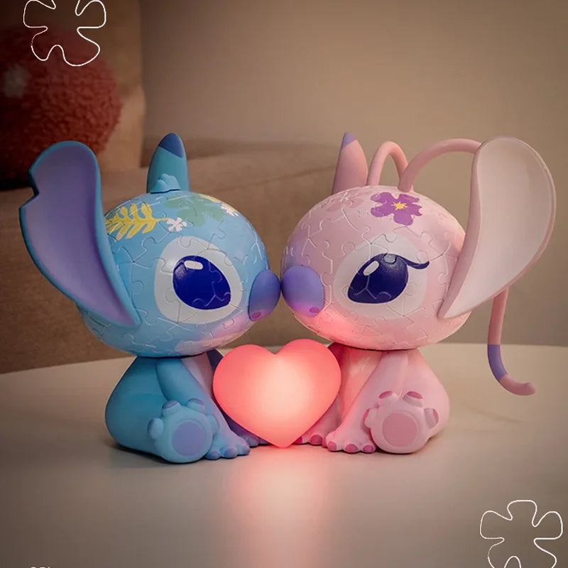 Stitch & Angel -  Lampe Puzzle 3D Unique 🧩🛋️